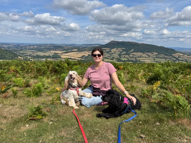 Jo with her dogs on a walk